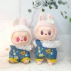 Clothes only firstsecond and third generation Labubu clothes pendant, Labubu sitting baby clothes 8-character plaid overalls set 3