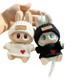 Pop doll clothes hoodie floral dress sweater jeans hat for 17cm labubu doll outfit clothes accessories, girl's toys clothing gif