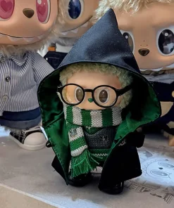 17cm Labubu V1 V2 Handmade Hooded Uniform Pleated Shorts School Of Witchcraft And Wizardry Clothes Set Doll Accessorie Gifts