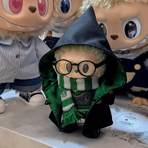 17cm Labubu V1 V2 Handmade Hooded Uniform Pleated Shorts School Of Witchcraft And Wizardry Clothes Set Doll Accessorie Gifts