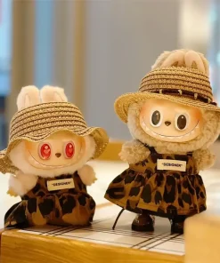 Labubu Doll'S Clothes Outfit Accessories for 15-17cm Labubu V1 V2 and 10cm Cotton Doll Leopard Print Dress Clothing