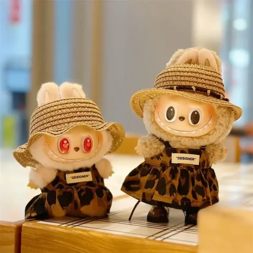 Labubu Doll'S Clothes Outfit Accessories for 15-17cm Labubu V1 V2 and 10cm Cotton Doll Leopard Print Dress Clothing