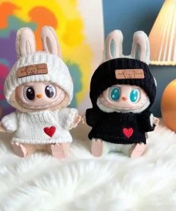New Doll Clothes Pendant Set LABUBU Bear Hat Love Sweater Set,DIY Doll Accessories, Fun and Cute Baby Clothes, Christmas Gifts
