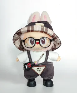 17cm Labubu Blind Box Keychain - Casual Overalls Outfit Set for Doll