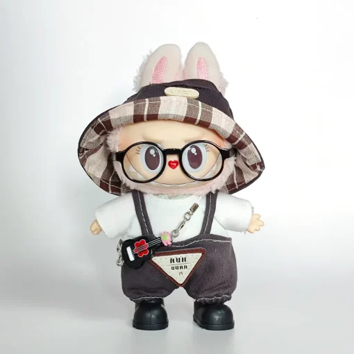 17cm Labubu Blind Box Keychain - Casual Overalls Outfit Set for Doll