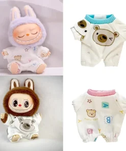 17cm Labubu Doll Clothes Pendant Drool Towel Bib Bear One-Piece Pajamas Set