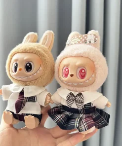 17cm Mini Labubu Clothes Designer Luxury School Uniform Labubu Doll'S Accessories Set Plush Labubu Outfit Doll Accessorie Custom