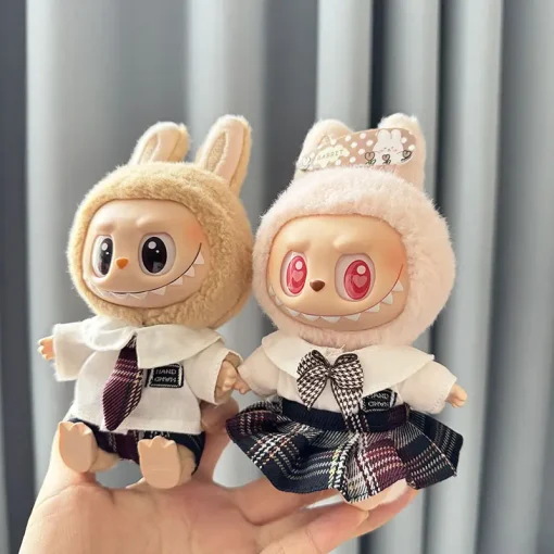 17cm Mini Labubu Clothes Designer Luxury School Uniform Labubu Doll'S Accessories Set Plush Labubu Outfit Doll Accessorie Custom