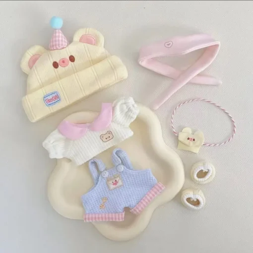10cm New Baby Clothes Milk Whisper Series "Cream Bear" Cotton Doll Doll Dress Strap Pants Set Cute Clothes No Doll