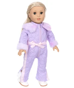 Doll Clothes 18Inch/45cm Baby New Born Doll Purple Rompers Hooded For Rebirth Doll Americanog Girl Doll Casual Wear Accessory