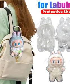 2025 Labubu Transparent Macaron Case Dustproof Protective Cover Popmart Bubble Mart Vinyl Doll Storage Box Monster Toy Accessory