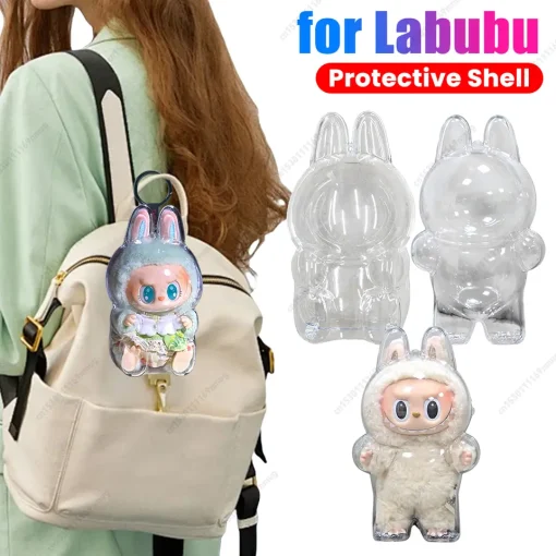 2025 Labubu Transparent Macaron Case Dustproof Protective Cover Popmart Bubble Mart Vinyl Doll Storage Box Monster Toy Accessory