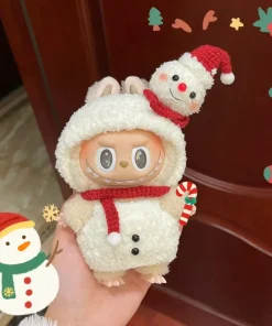 [Clothes Only]17CM Labubu Doll Christmas Snowman Set Hoodies Trendy Color Match Clothes and Accessories Set
