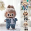 For 17cm Labubu Stylish Outfit Clothes Classic Grid style Dress Cloak Set With Beret Dolls Accessories Labubu Ropa 2