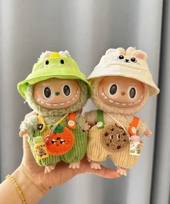 Labubu I II Idol Dolls Sitting Party Clothing Outfit 17cm Mini Plush Doll'S Clothes Bib Pants Fruit Animal Overalls Accessories