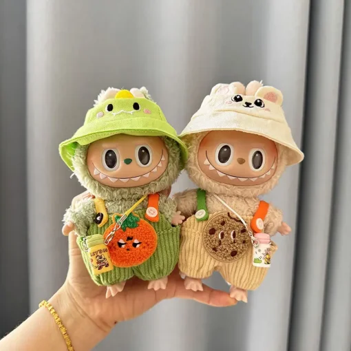 Labubu I II Idol Dolls Sitting Party Clothing Outfit 17cm Mini Plush Doll'S Clothes Bib Pants Fruit Animal Overalls Accessories