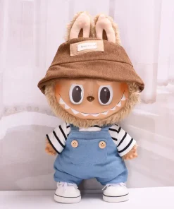 Only Clothes 38cm Labubu Plush Doll Clothing Striped T-Shirt And Overalls Casual Wear Doll Clothes Toy For Kids