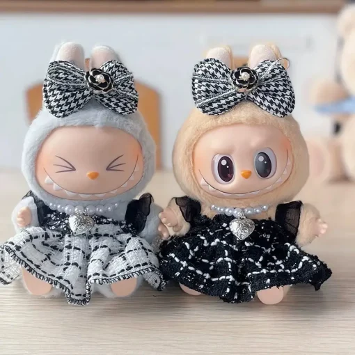 Labubu Clothes Mini Plush Doll Skirt Labubu Outfit Doll Clothes with Bow for Plush Cartoon Labubu Accessories Luxury Set Custom