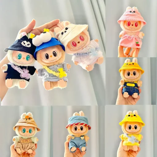 15cm/17cm Labubu I II Dolls Clothes Sitting Party Cute Skirt Hat Bib Pants Sets Accessories for Korea Kpop Exo Clothing