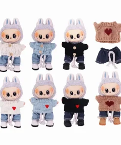 Labubu Doll Clothes Accessory Sweater+Denim Shorts Pant  Set Dress Up Replacement