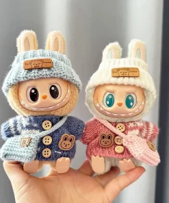 For Korea Kpop Exo Labubu Idol Sitting Party Cute Bear Label Scarf Hat Sweater Outfit Decoration Doll's Clothing Accessories