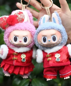 17cm Labubu V1/V2 Chinese Style New Year Outfit for Plush Doll Matched Red Color Clothes Accessories