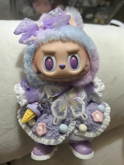 Only Bclothes Labubu V3.0 Front High-Energy Vinyl Plush Blind Box Pendant Lucky Purple Butterfly Fairy Baby Clothes Skirt