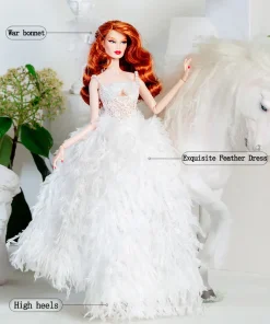 32cm Supermodel Doll Clothes Suit European Fashion Feather Dress Gauze Skirt Exquisite Accessories Set DIY Toy Collector Gifts