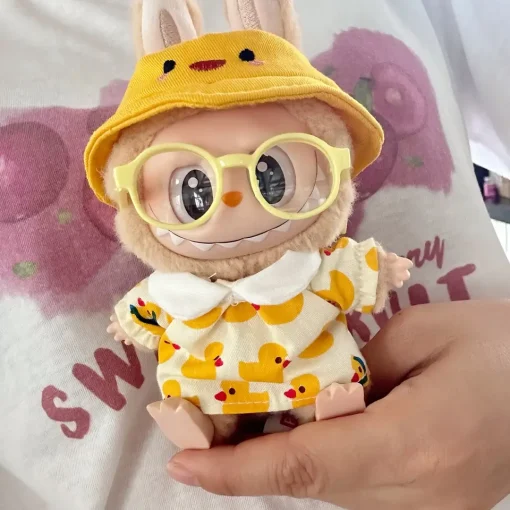 17cm Labubu I II Idol Dolls Cute Mini Plush Doll'S Clothes Korea Kpop Exo Idol Dolls Overalls Clothing DIY Accessories Gifts