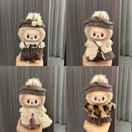 17cm Labubu Retro Style Outfit Small Painter Hat and Clothing Artistic Labubu Doll Clothes Set