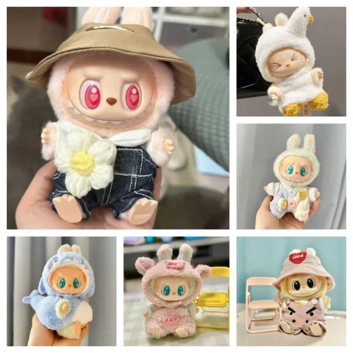 Mini Plush Doll'S Clothes Outfit Accessories For Korea Kpop Exo Labubu V1 V2 Idol Dolls Goose Dinosaur Macaron Clothing Gift