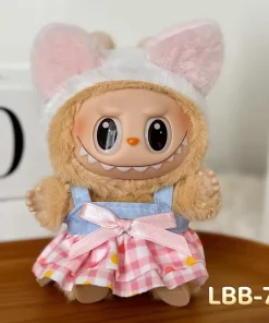 Labubu Clothes For 15/17cm V1 V2 V3 Plush Doll Cute Skirt Whith Headwear Sets Decoration Accessories Little Dress Idol Fans Gift