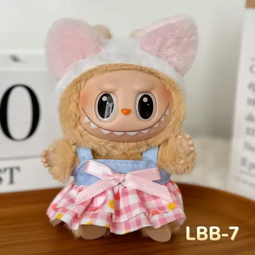 Labubu Clothes For 15/17cm V1 V2 V3 Plush Doll Cute Skirt Whith Headwear Sets Decoration Accessories Little Dress Idol Fans Gift