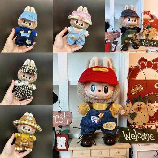 Mini Doll Clothes for 15-17cm Labubu Dolls Accessories Korea Kpop Exo Labubu Idol V1 V2 Doll Toys Overalls Set Clothes Dollhouse