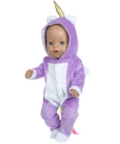 Baby Doll Clothes 18Inch/45cm Born Baby Doll Fur Unicorn Outfit Set reborn bebe Doll Coat Hoodie Suit With For Doll Toy Wear