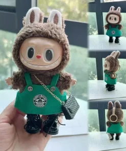 Labubu 17cm Doll's Clothes The Monsters Outfit Accessories Clothing Cartoon Green Coffee Dress Shoes Christmas Hat Scarf EE19A