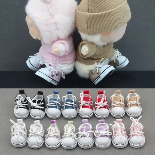 17cm Labubu Shoes Fashion Canvas Shoes Clothes Cartoon Baby Canvas Leather Shoes Doll Universal Clothing Accessories