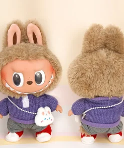 For 38cm Labubu Clothes Shirts Sweater Hat Cartoon Plush Doll Replacement Outfit Accessories Labubu Cartoon Bag Hat Shoes Set