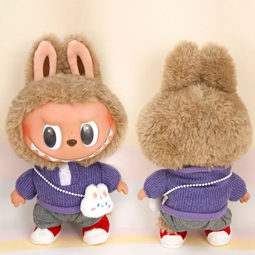 For 38cm Labubu Clothes Shirts Sweater Hat Cartoon Plush Doll Replacement Outfit Accessories Labubu Cartoon Bag Hat Shoes Set