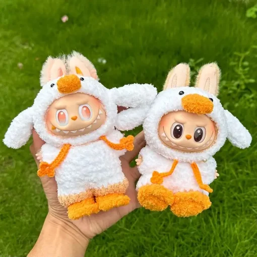 17cm Labubu Forest Fairy Tale Handmade Hook Weaving Baby Clothes Cute Duck Clothes Change Accessories Surprise Gift