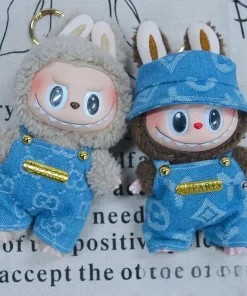 Only Selling Clothes Labubu Doll Clothes 17cm Labubu Sitting Party Cowboy Old Flower Strap Pants Fisherman Hat Set Hot Sale