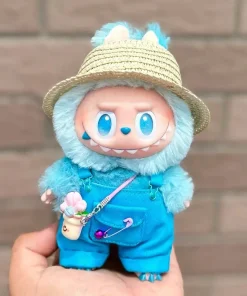 Labubu Doll Clothes Big Into Energy Clothing Replacement Summer Overalls with Straw Hat and Belt Set for Ropa Labubu