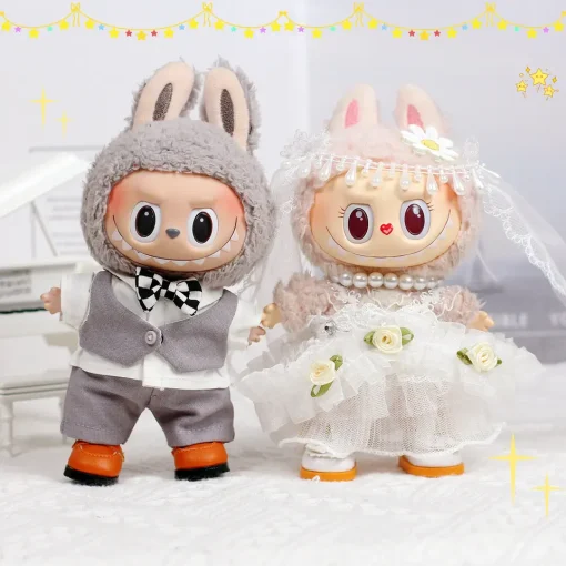 Labubu Wedding Dress 17cm Cute Mini Doll Clothing Idol Doll Clothing Accessories Flower Fairy Clothing DIY Children's Gift Toys