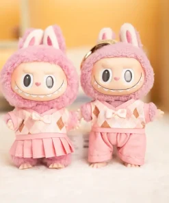 17cm Cute Mini Plush Doll's Clothes Outfit Accessories For Labubu Idol Dolls British Couple Sweater JK Skirt Suit Clothing Gift