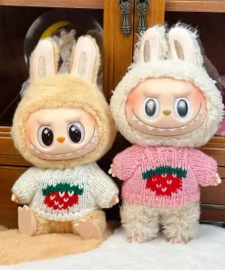 Doll Clothes Ropa Labubu For 17cm Labubu V2 V1 Labubu Winter Sweater Strawberry Love Pattern Kid Toy Gift