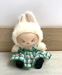 Mini Doll'S Clothes Outfit Accessories For 15-17cm Ropa Labubu and 10cm cotton doll Green dress hat shose Clothing