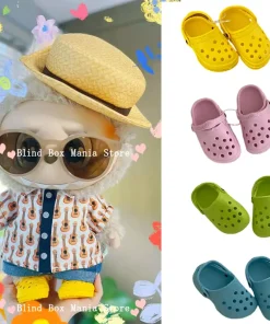 38cm Labubu Cute Hole Shoes Fashionable Canvas Shoes Labubu Clothes Summer Macaron Series Sandals 1/3 Bjd Shoes