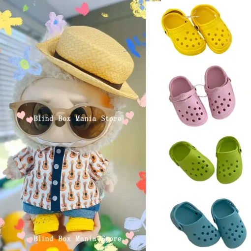 38cm Labubu Cute Hole Shoes Fashionable Canvas Shoes Labubu Clothes Summer Macaron Series Sandals 1/3 Bjd Shoes