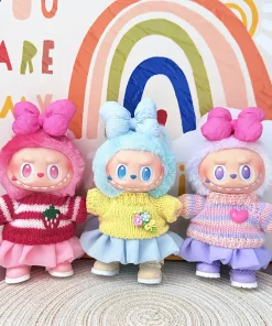 3pcs/pack Doll Clothes For LABUBU Colorful Sweater Jelly Yarn Skirt Bow Headband I II III Dolls Fans Gift
