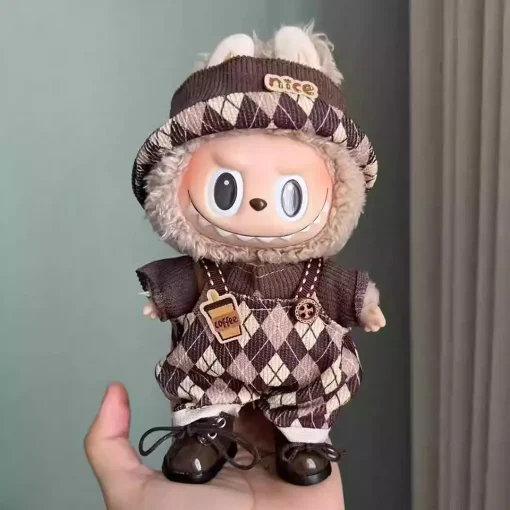 Mini Plush Doll'S Clothes Outfit Accessories for Korea Kpop Exo 15-17cm Labubu Idol V1 V2 Cool Handsome Strap Set Clothing Gift